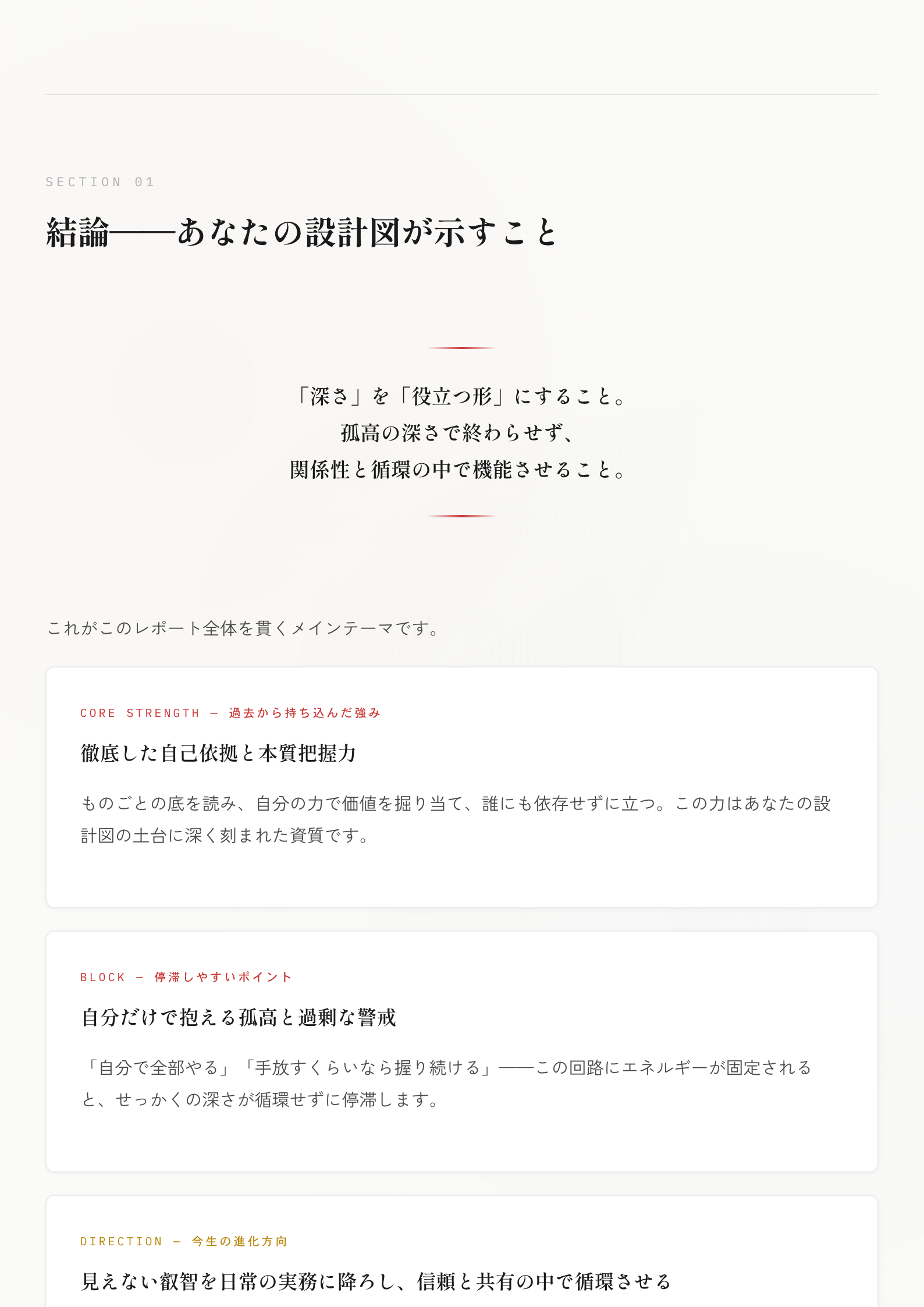 レポートサンプル：結論——あなたの設計図が示すこと